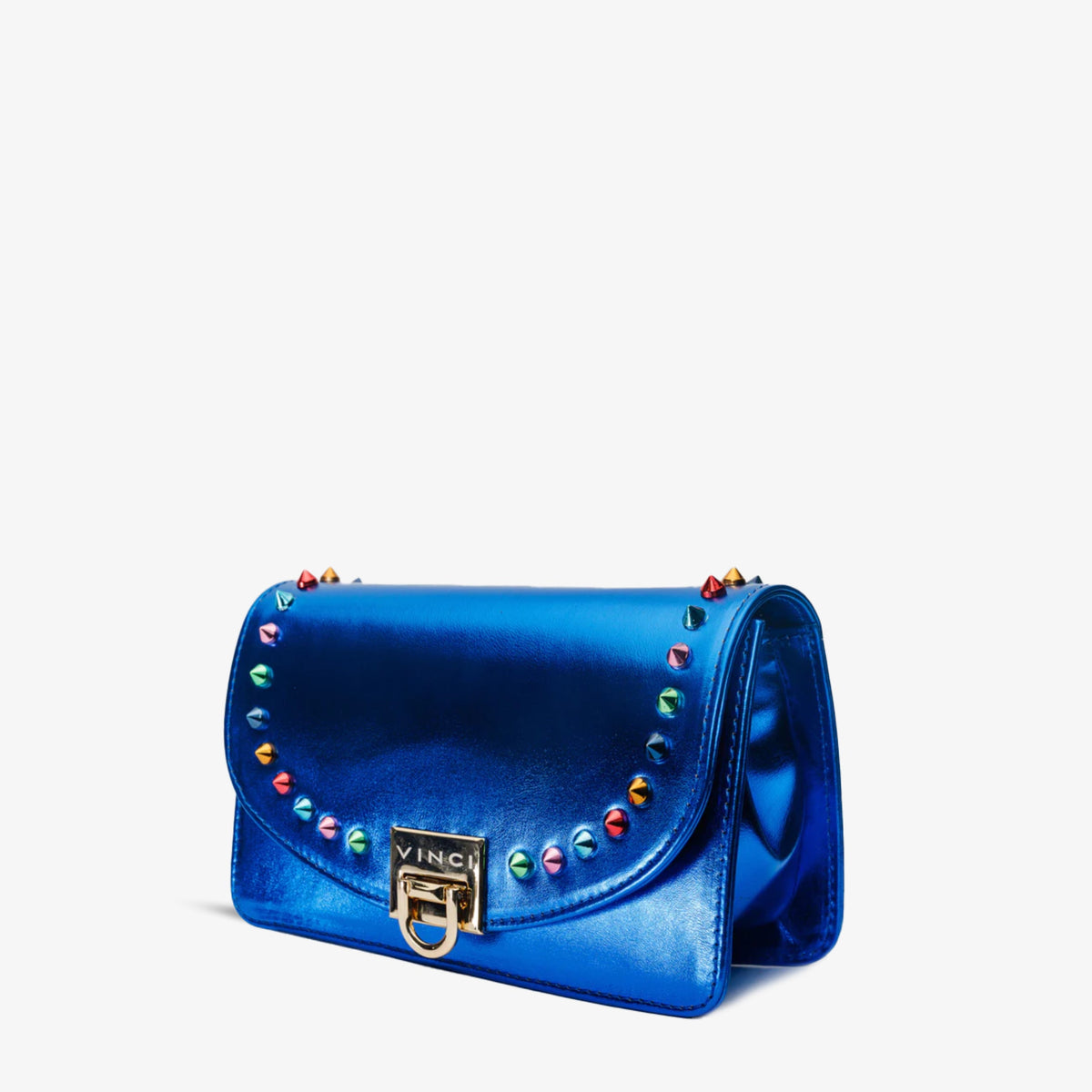 The Caris Sax Blue Leather Handbag For Sale