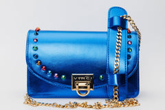 The Caris Sax Blue Leather Handbag For Sale