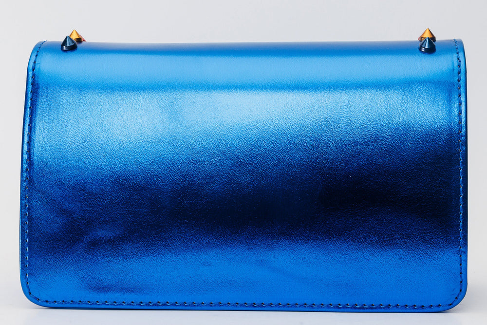 The Caris Sax Blue Leather Handbag For Sale