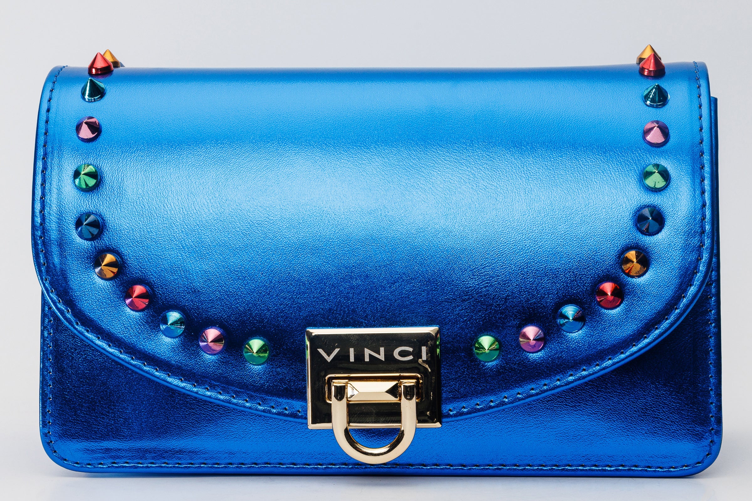 The Caris Sax Blue Leather Handbag For Sale