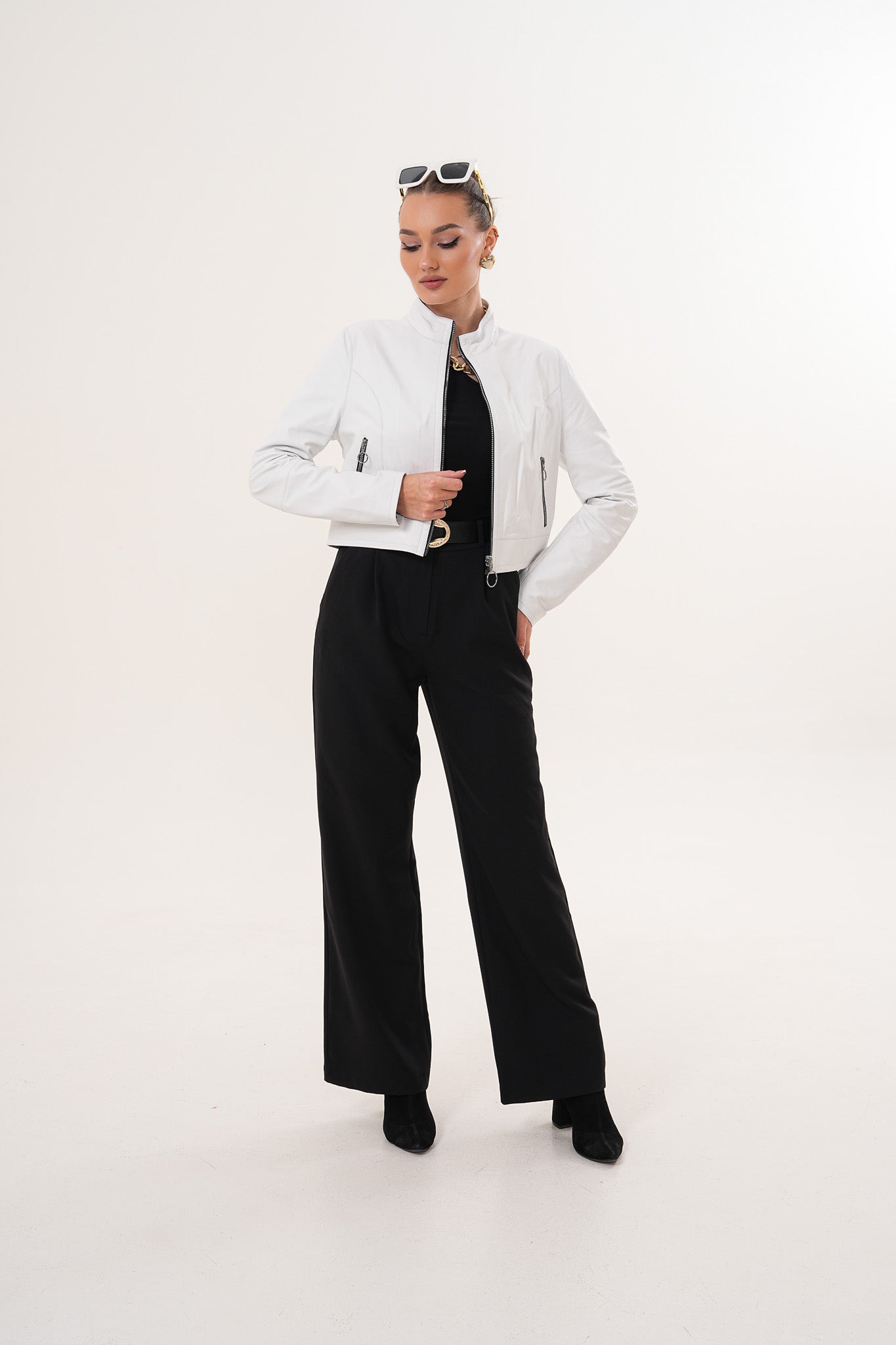 The Elvaris Reversible White Leather Jacket Universal Fit