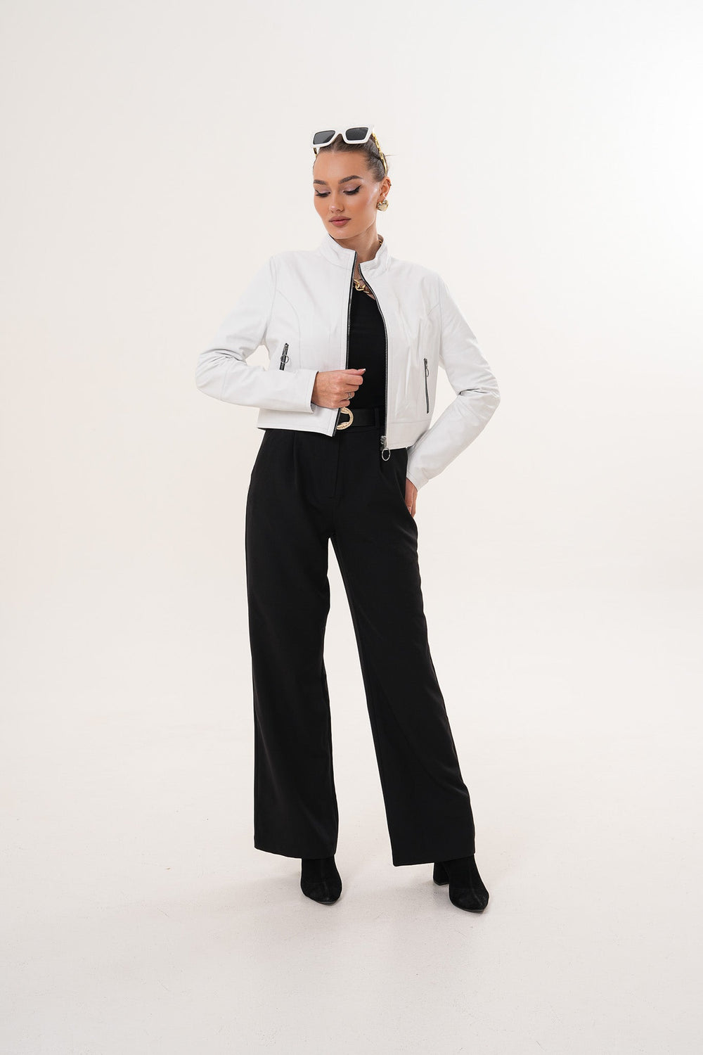 The Elvaris Reversible White Leather Jacket Universal Fit