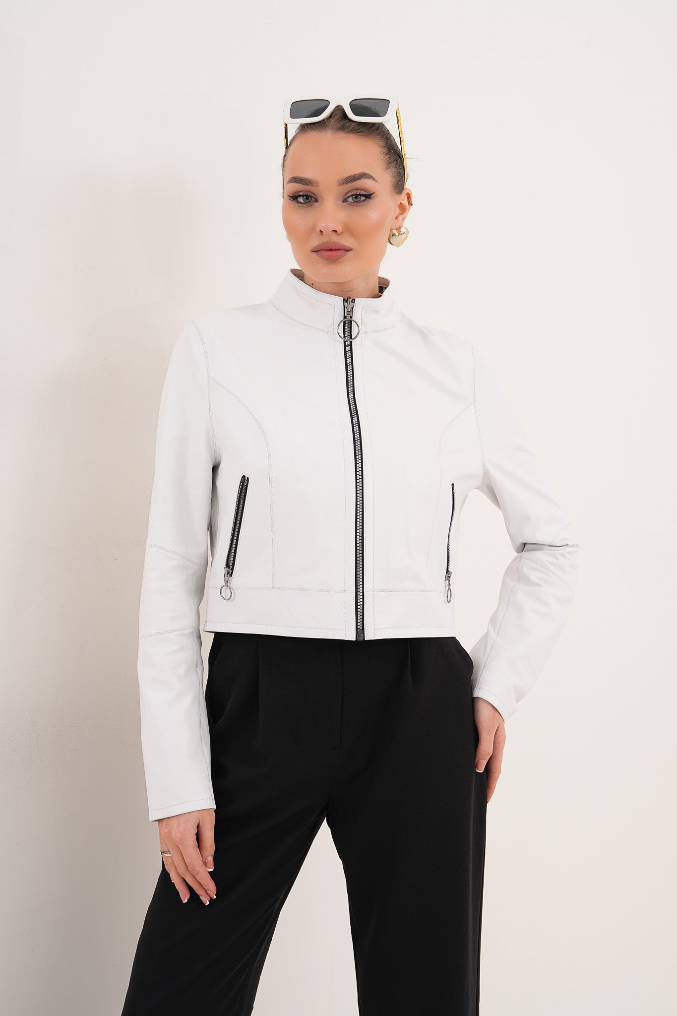 The Elvaris Reversible White Leather Jacket Universal Fit