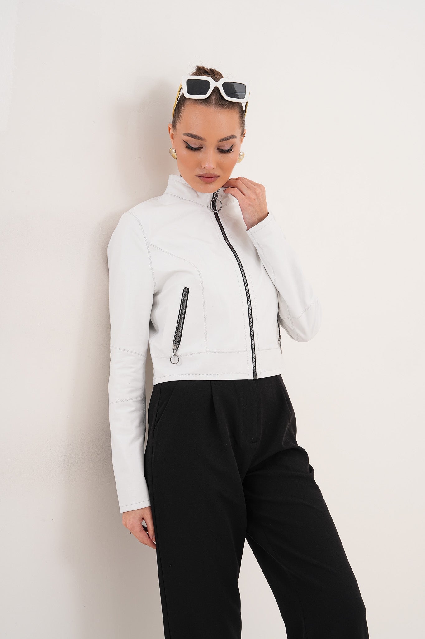The Elvaris Reversible White Leather Jacket Universal Fit