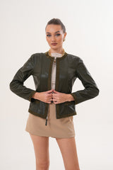 The Nyvessa Reversible Leather Jacket – Olive Green Fine Craftsmanship