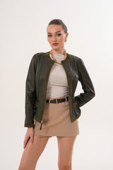 The Nyvessa Reversible Leather Jacket – Olive Green Fine Craftsmanship
