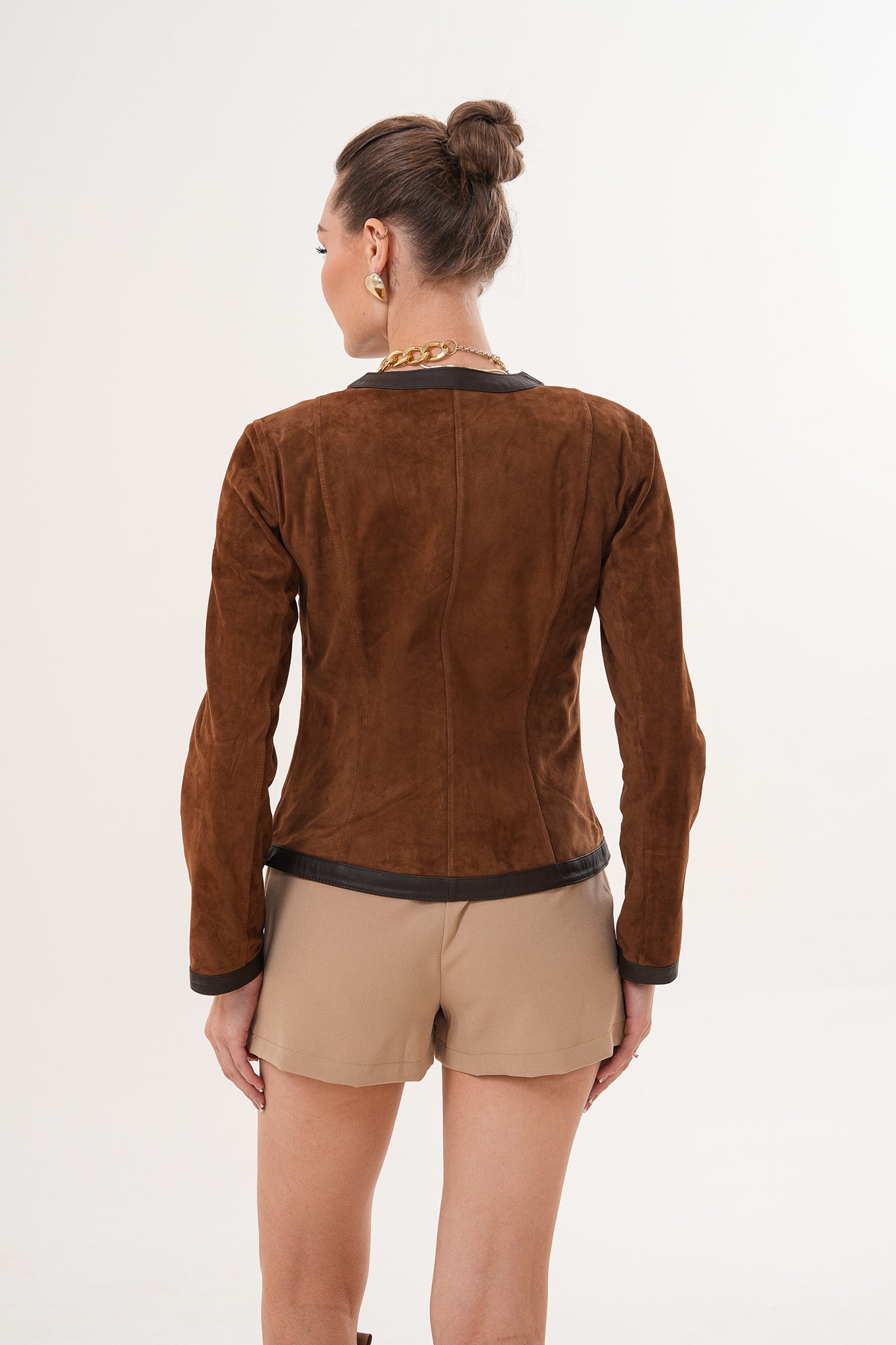 The Nyvessa Reversible Brown Suede Dark Brown Leather Jacket Exclusive Style