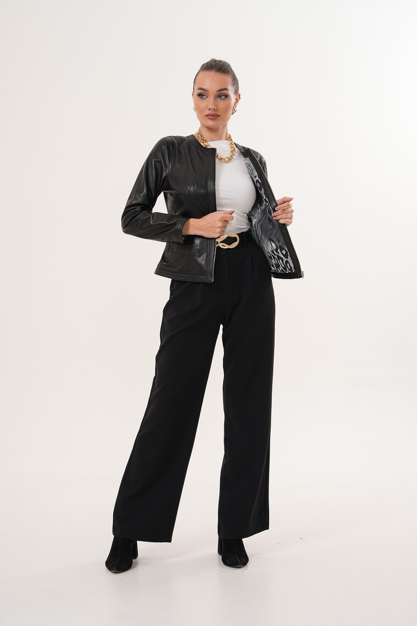 The Nyvessa Black Leather Jacket On Sale