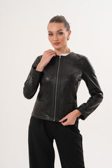 The Nyvessa Black Leather Jacket On Sale