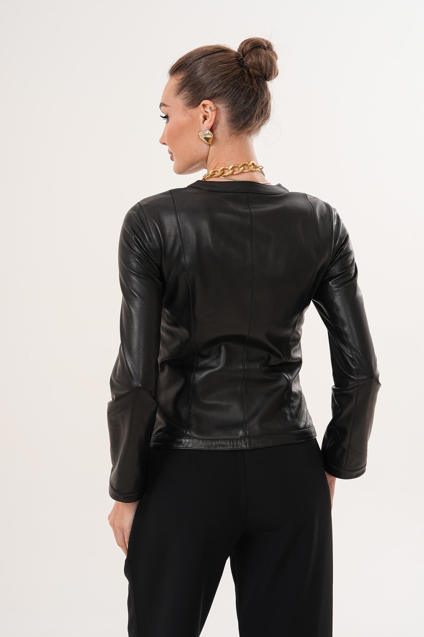 The Nyvessa Black Leather Jacket On Sale