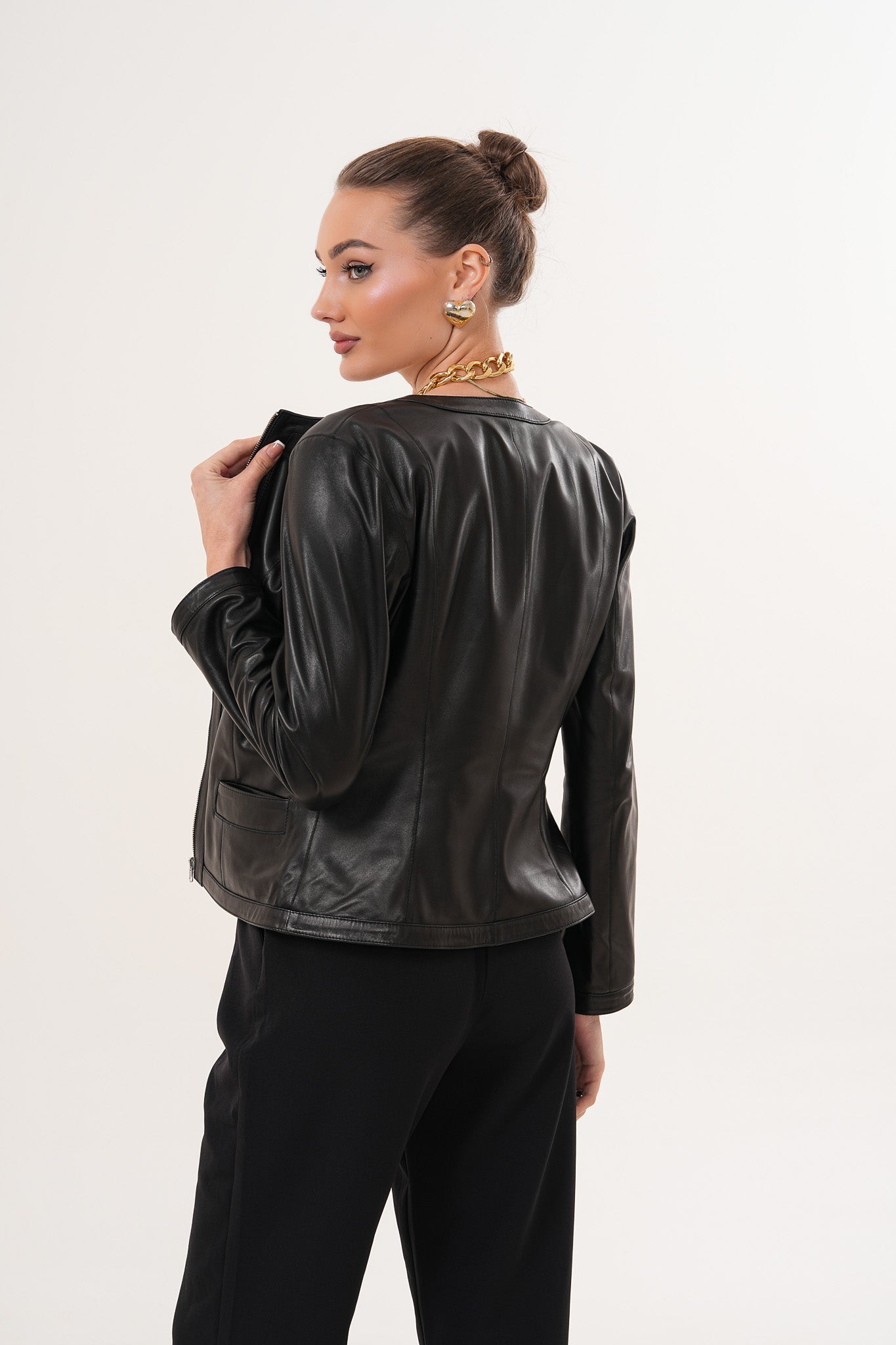 The Nyvessa Black Leather Jacket On Sale