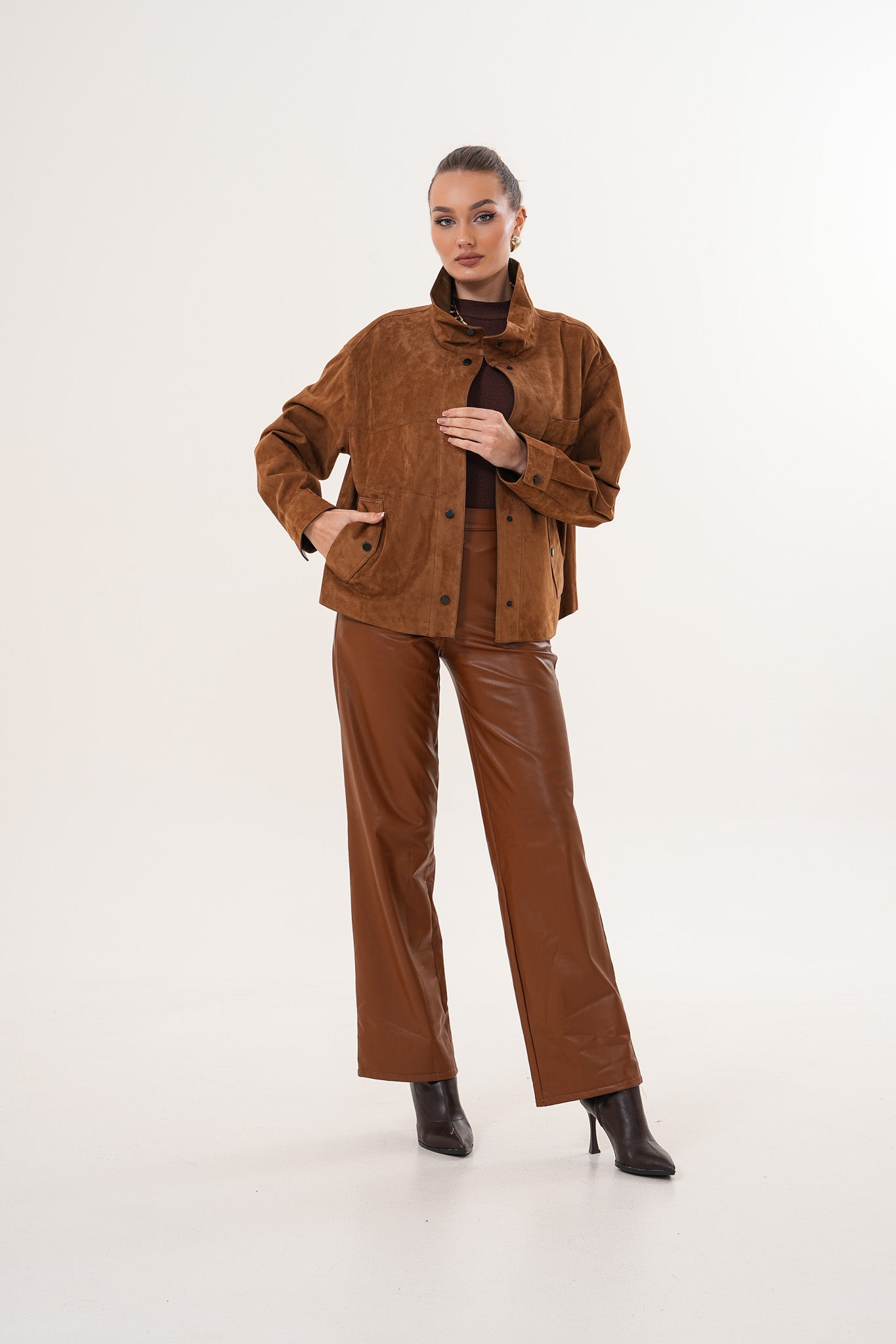 The Ravessa Reversible Brown Suede Leather Jacket All New