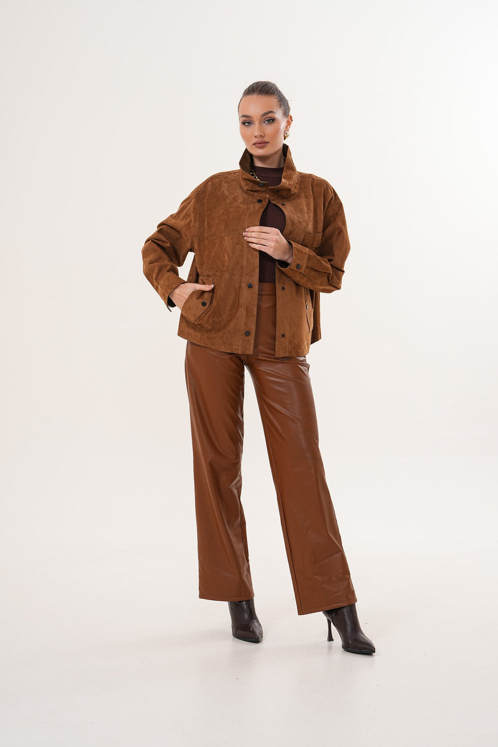 The Ravessa Reversible Brown Suede Leather Jacket All New