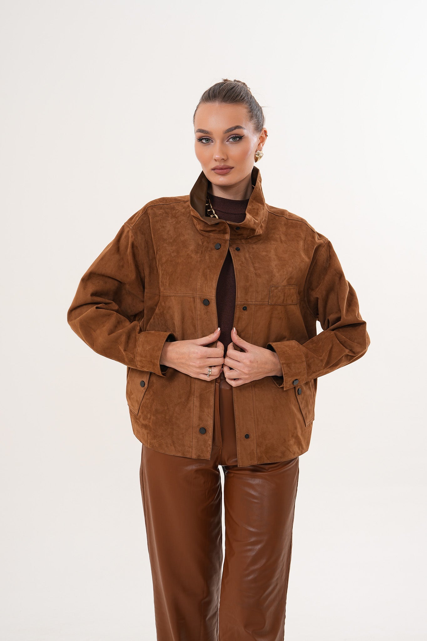 The Ravessa Reversible Brown Suede Leather Jacket All New
