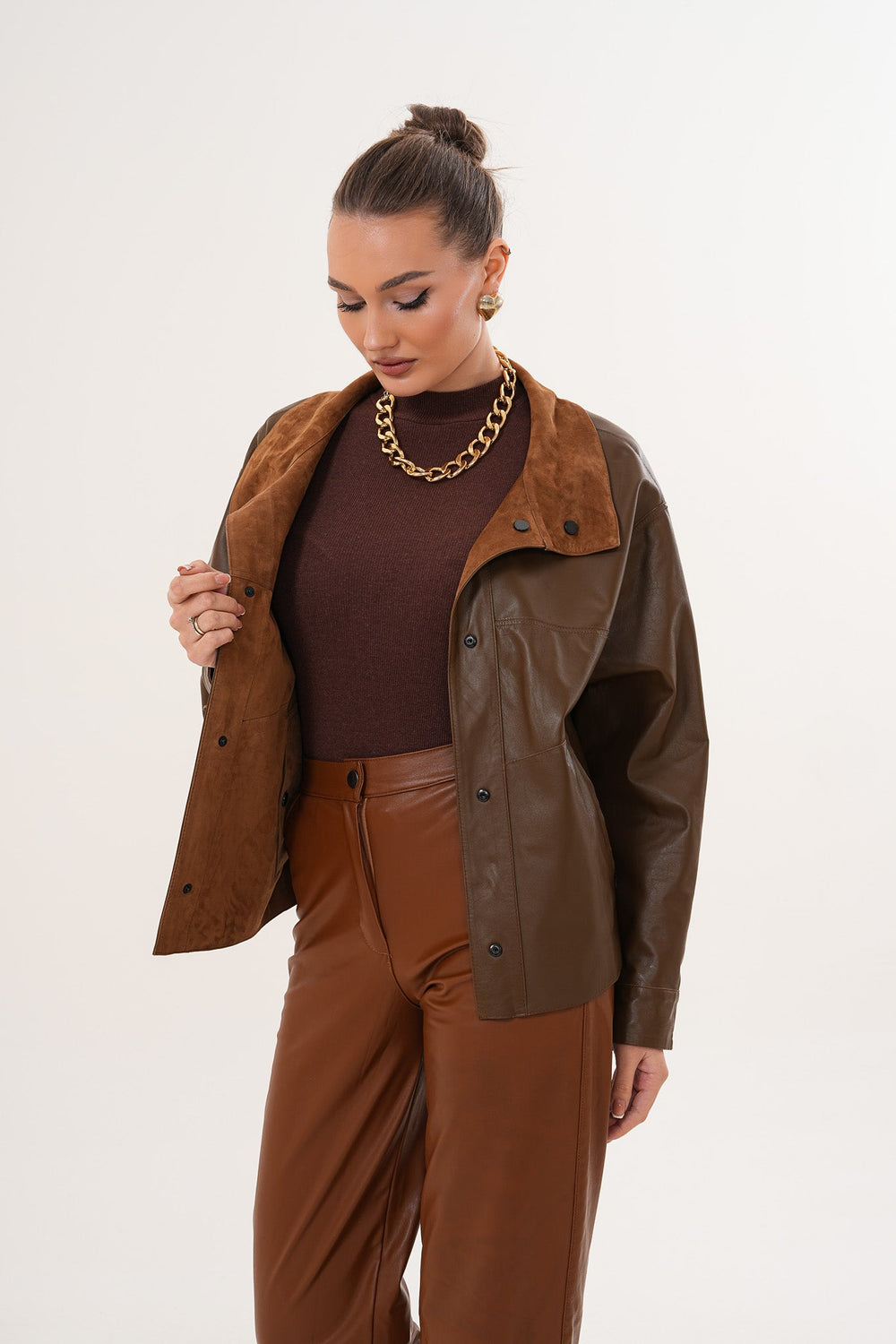 The Ravessa Reversible Brown Suede Leather Jacket All New