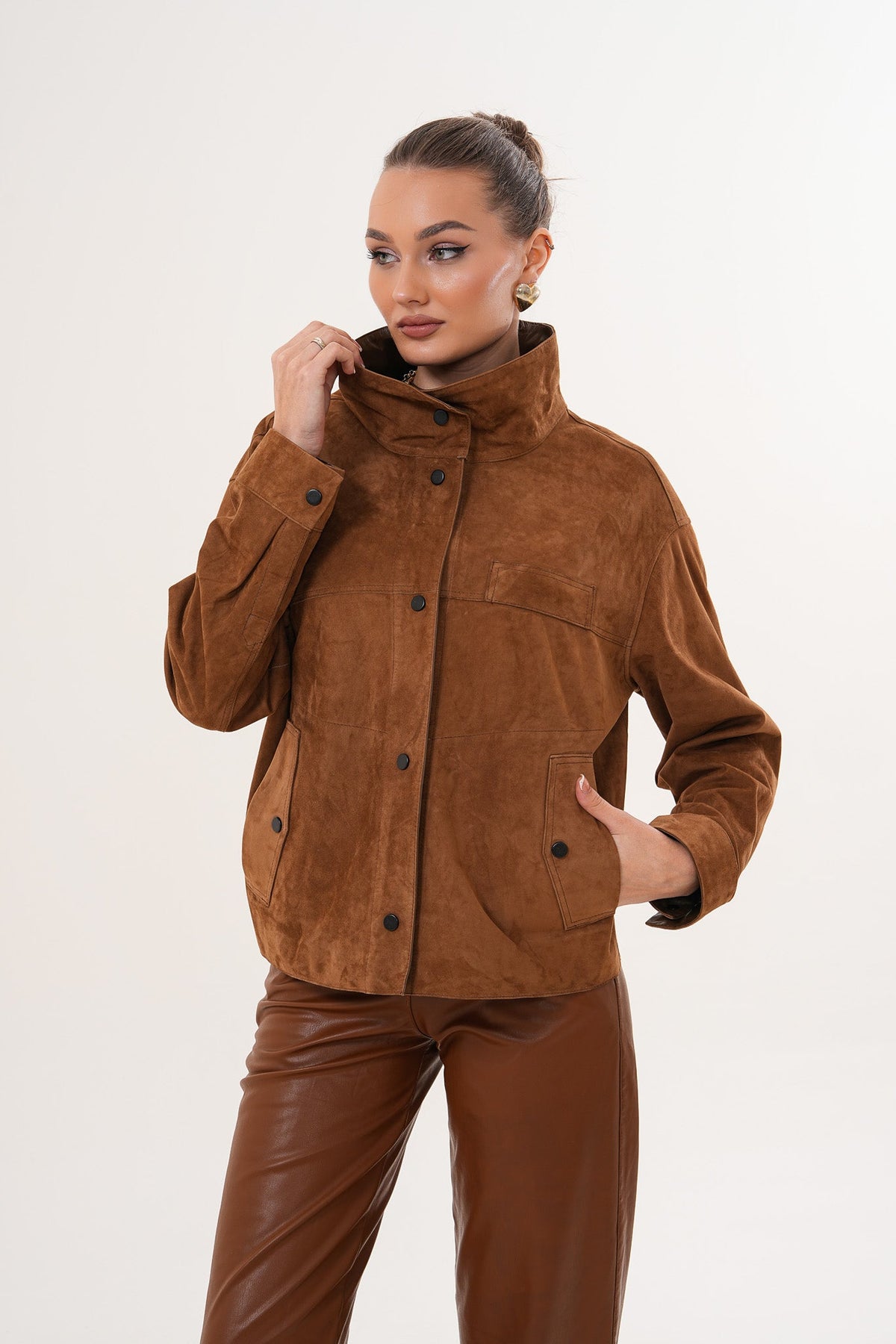 The Ravessa Reversible Brown Suede Leather Jacket All New
