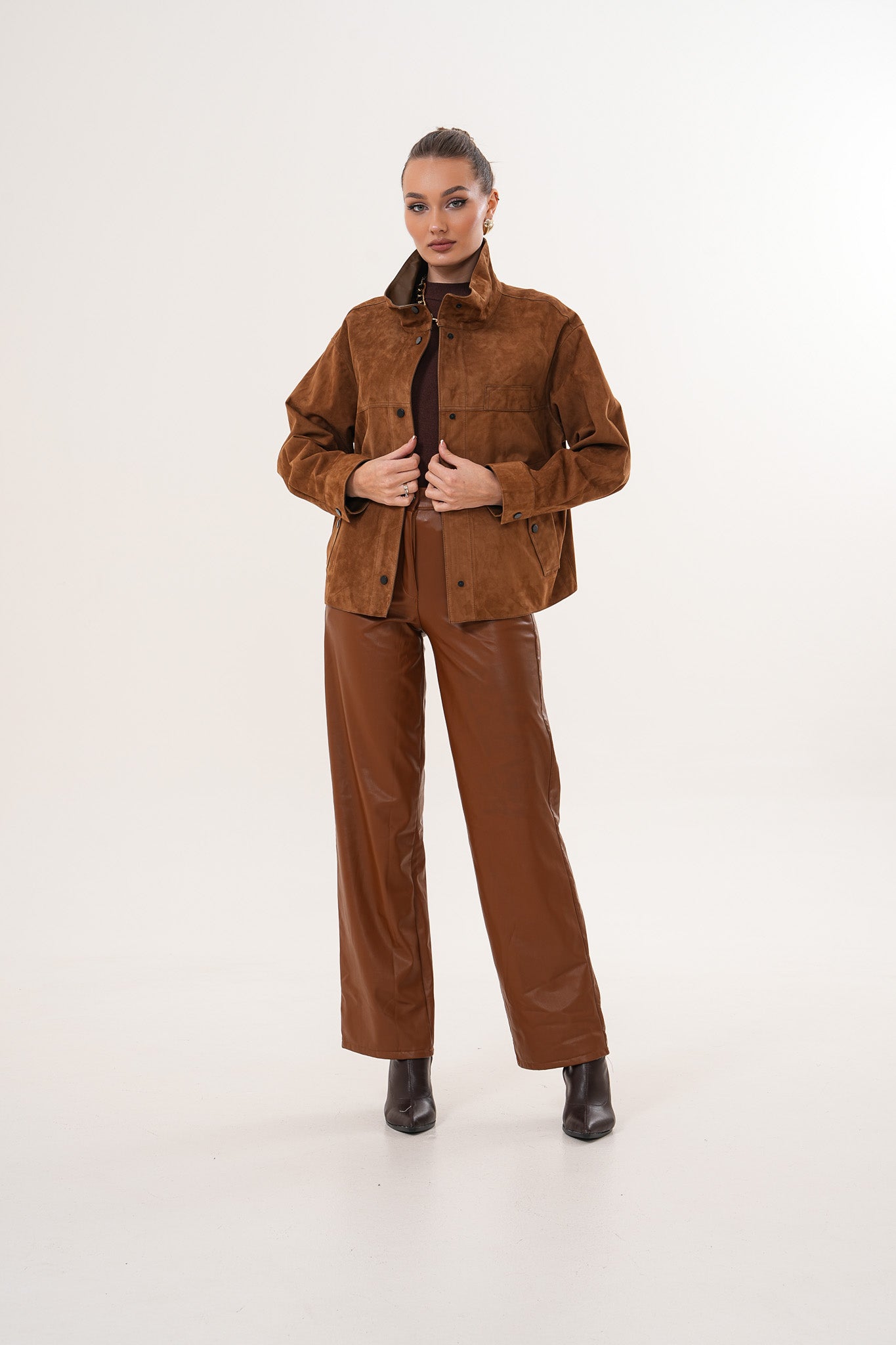 The Ravessa Reversible Brown Suede Leather Jacket All New