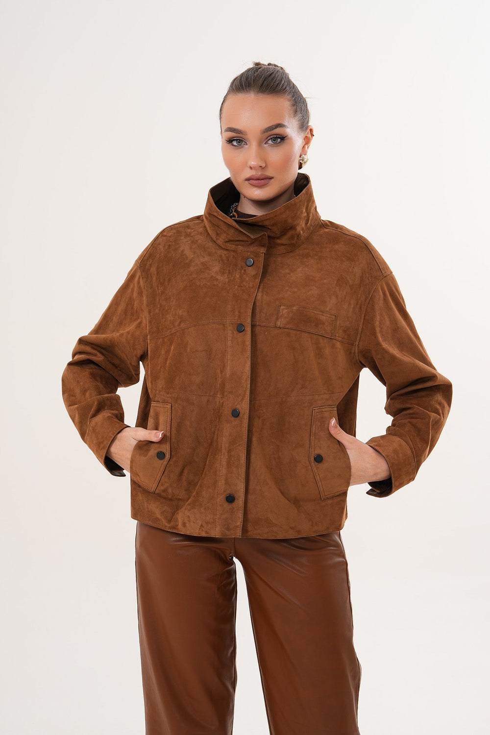 The Ravessa Reversible Brown Suede Leather Jacket All New