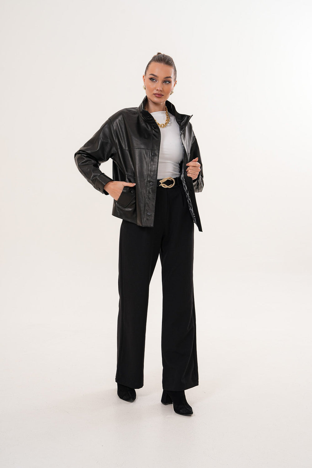 The Ravessa Reversible Black Leather Jacket Universal Fit