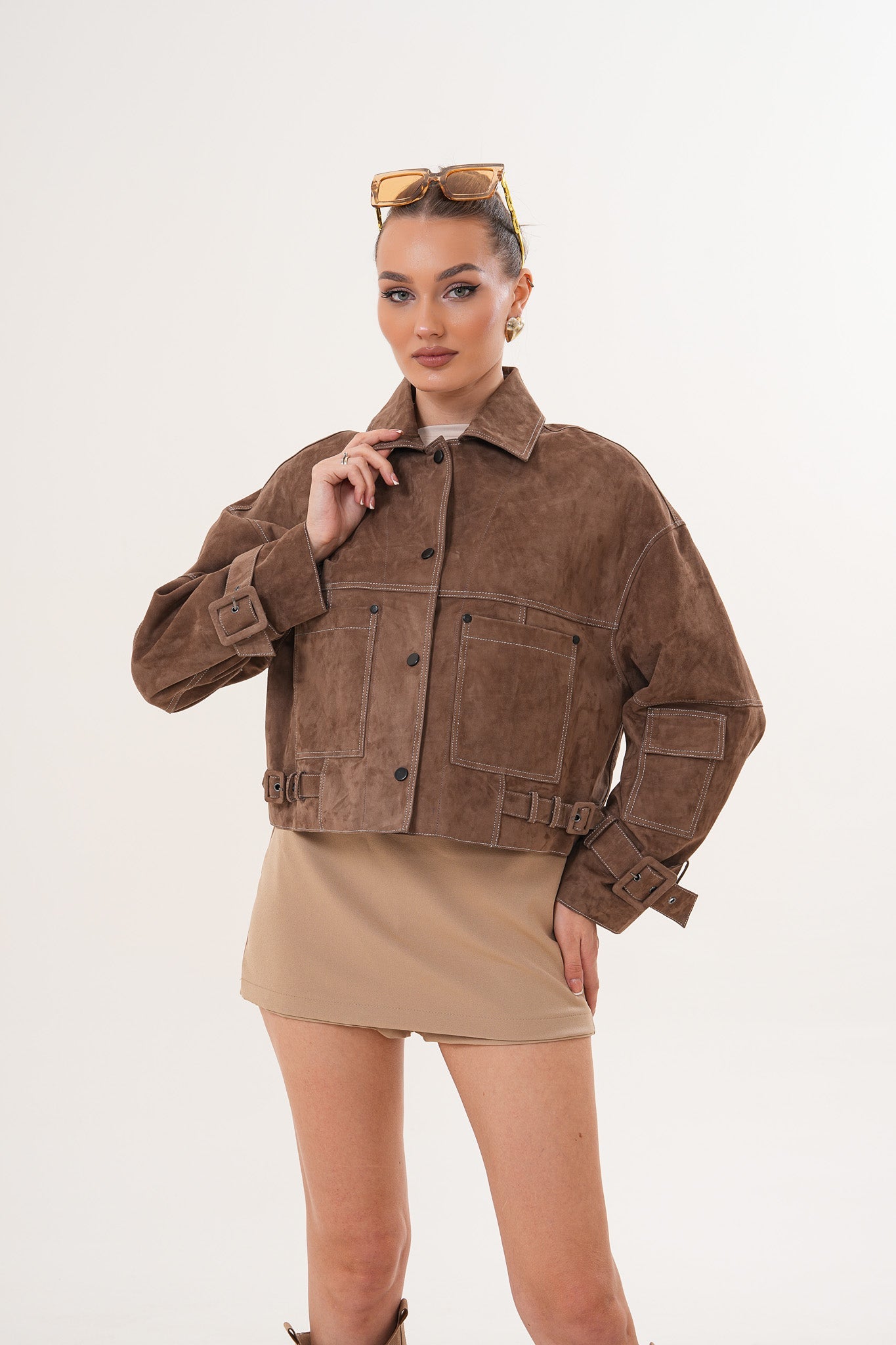 The Velmira Reversible Brown Suede Leather Jacket Exclusive Style