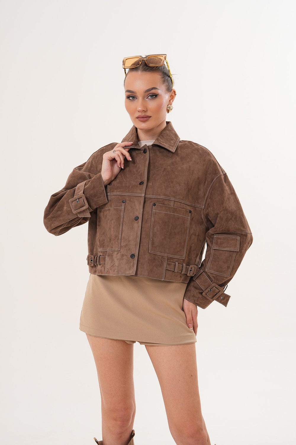 The Velmira Reversible Brown Suede Leather Jacket Exclusive Style