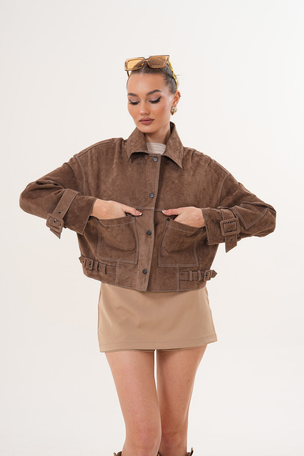 The Velmira Reversible Brown Suede Leather Jacket Exclusive Style