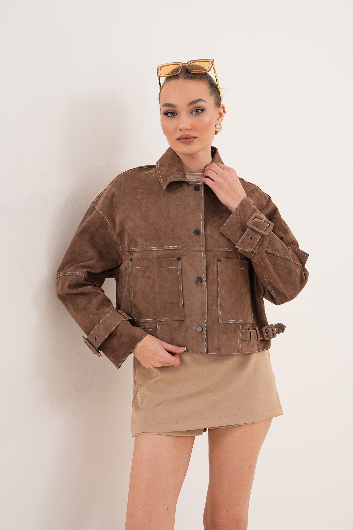 The Velmira Reversible Brown Suede Leather Jacket Exclusive Style