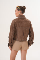The Velmira Reversible Brown Suede Leather Jacket Exclusive Style