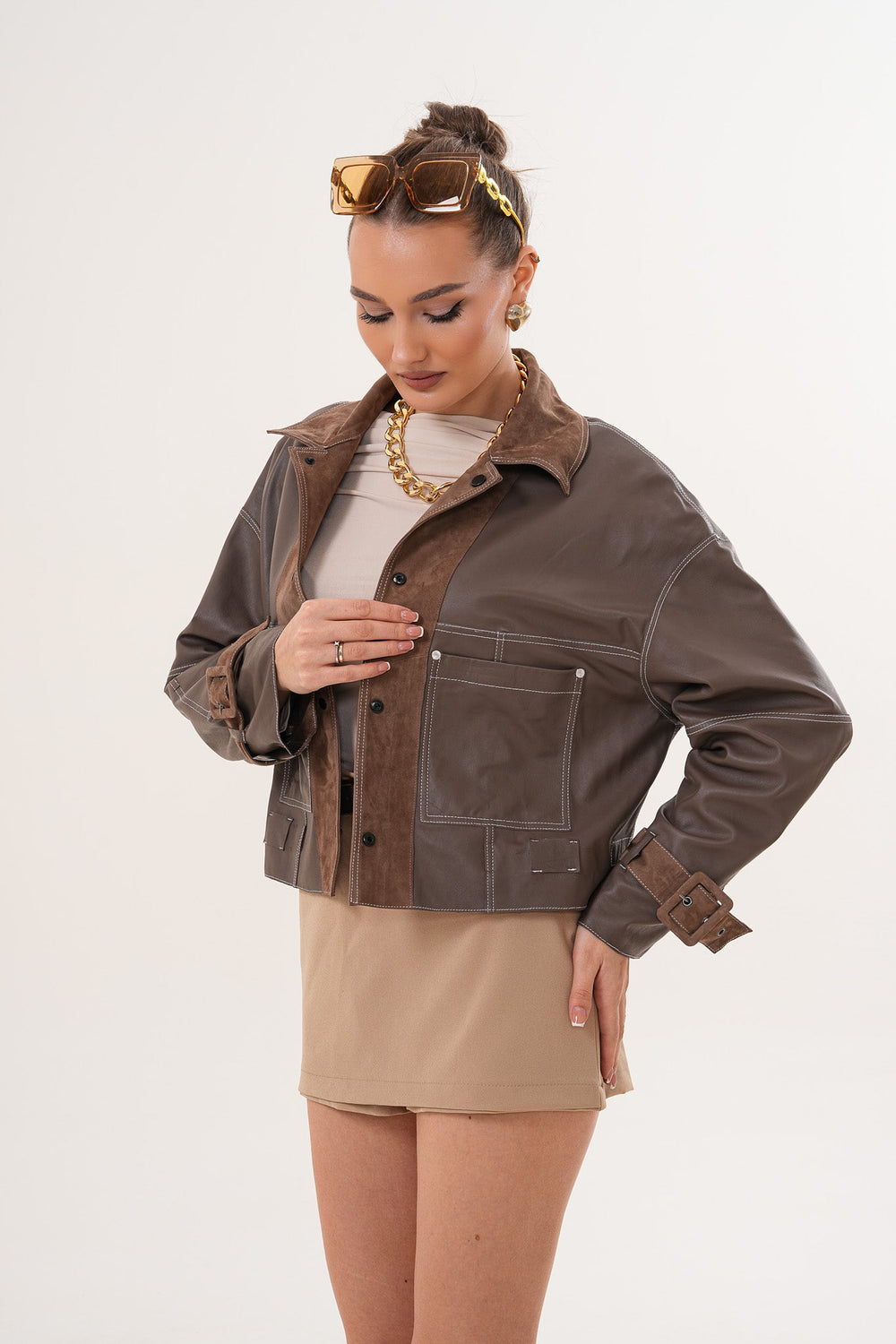 The Velmira Reversible Brown Suede Leather Jacket Exclusive Style