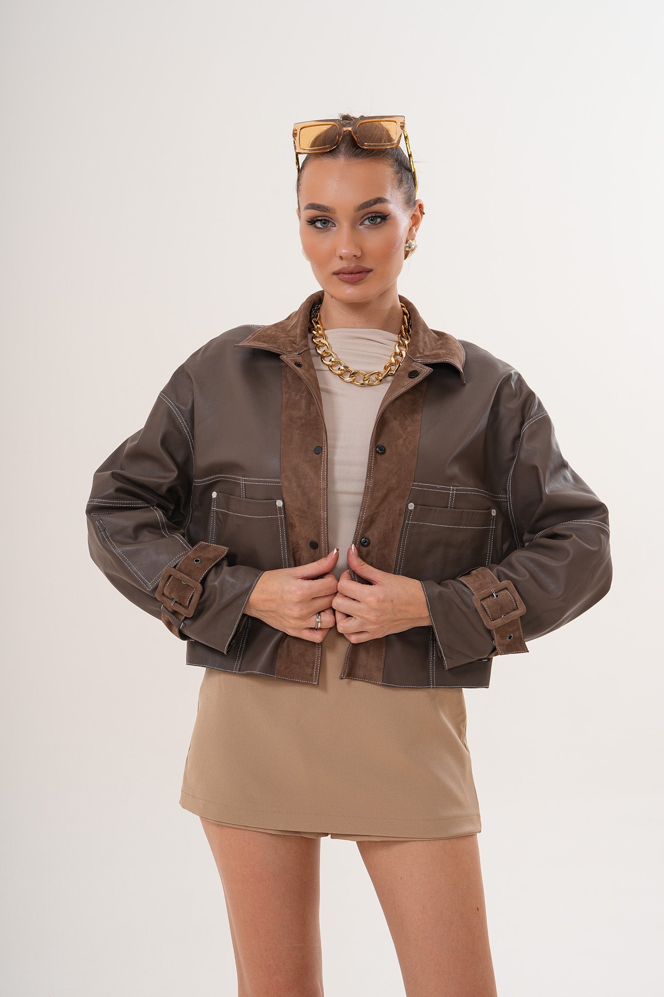The Velmira Reversible Brown Suede Leather Jacket Exclusive Style