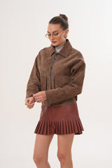 Elvoria Reversible Leather Jacket – Taupe \/ Suede Brown For Sale