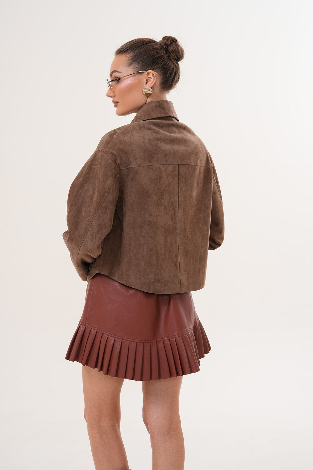 Elvoria Reversible Leather Jacket – Taupe \/ Suede Brown For Sale