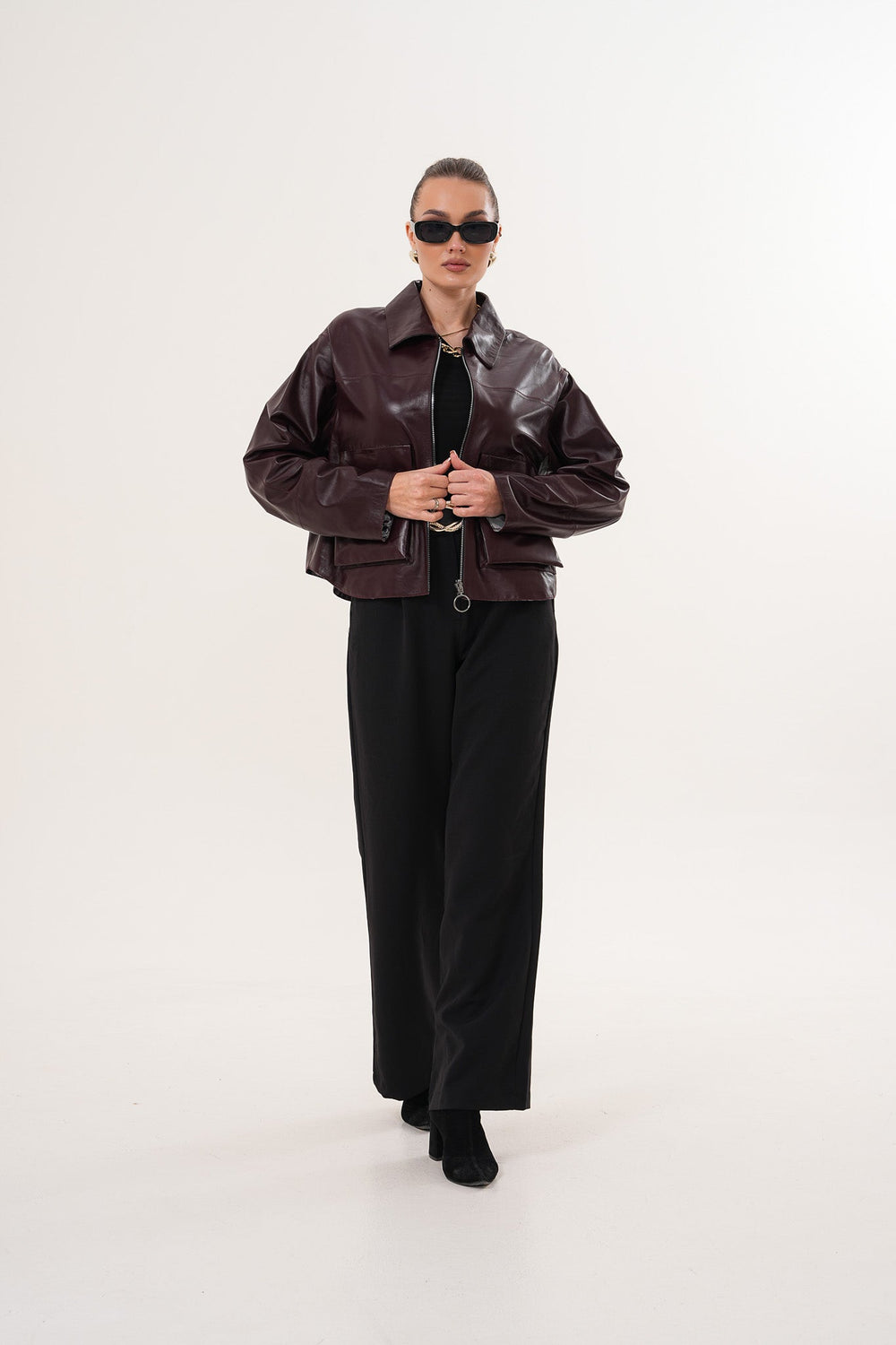 The Elvoria Reversible Burgundy Leather Jacket All New