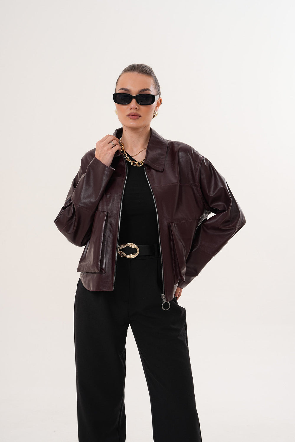 The Elvoria Reversible Burgundy Leather Jacket All New