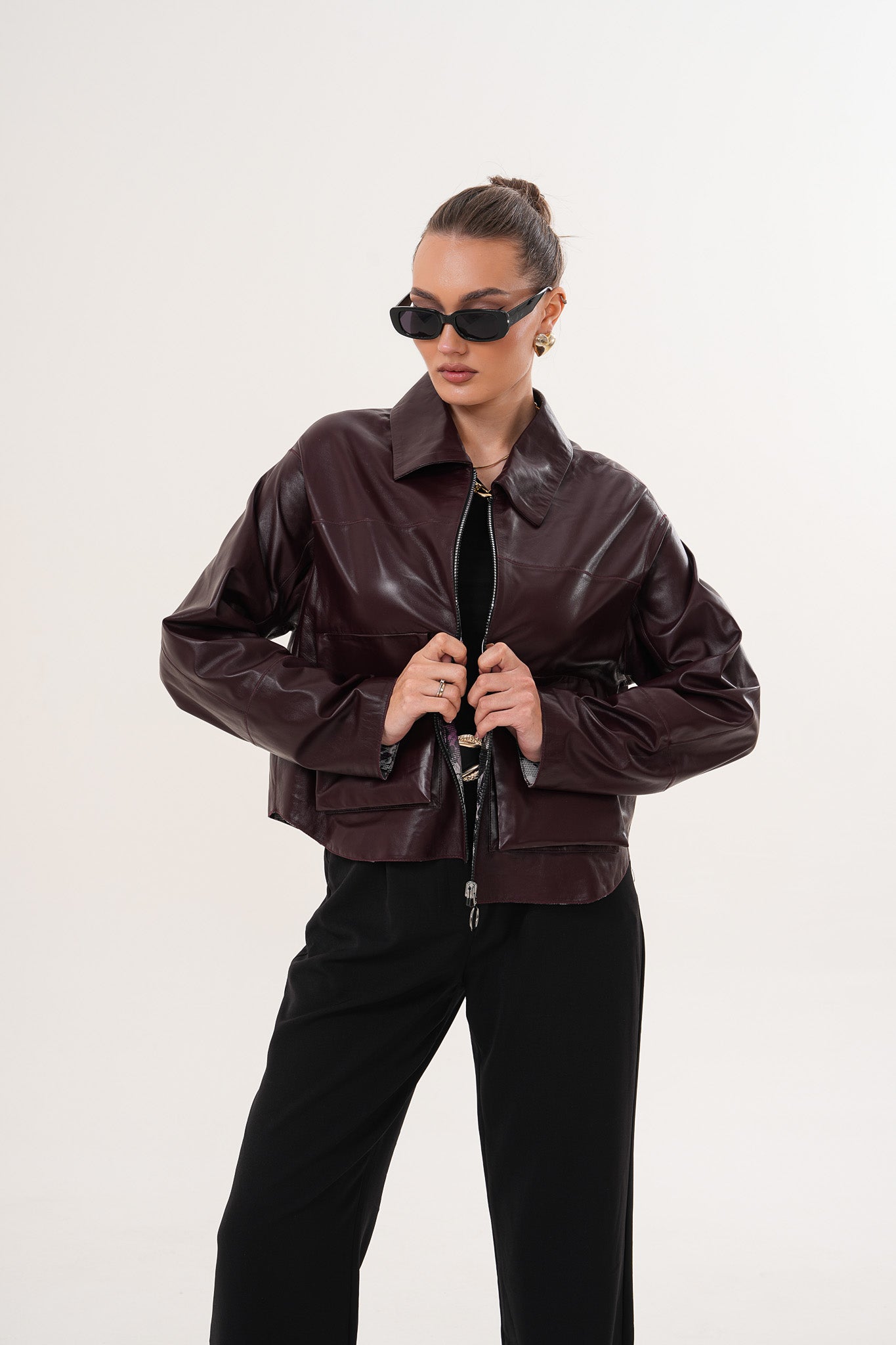 The Elvoria Reversible Burgundy Leather Jacket All New