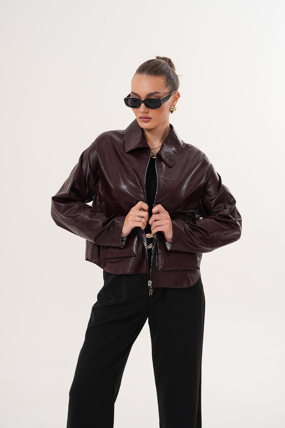 The Elvoria Reversible Burgundy Leather Jacket All New