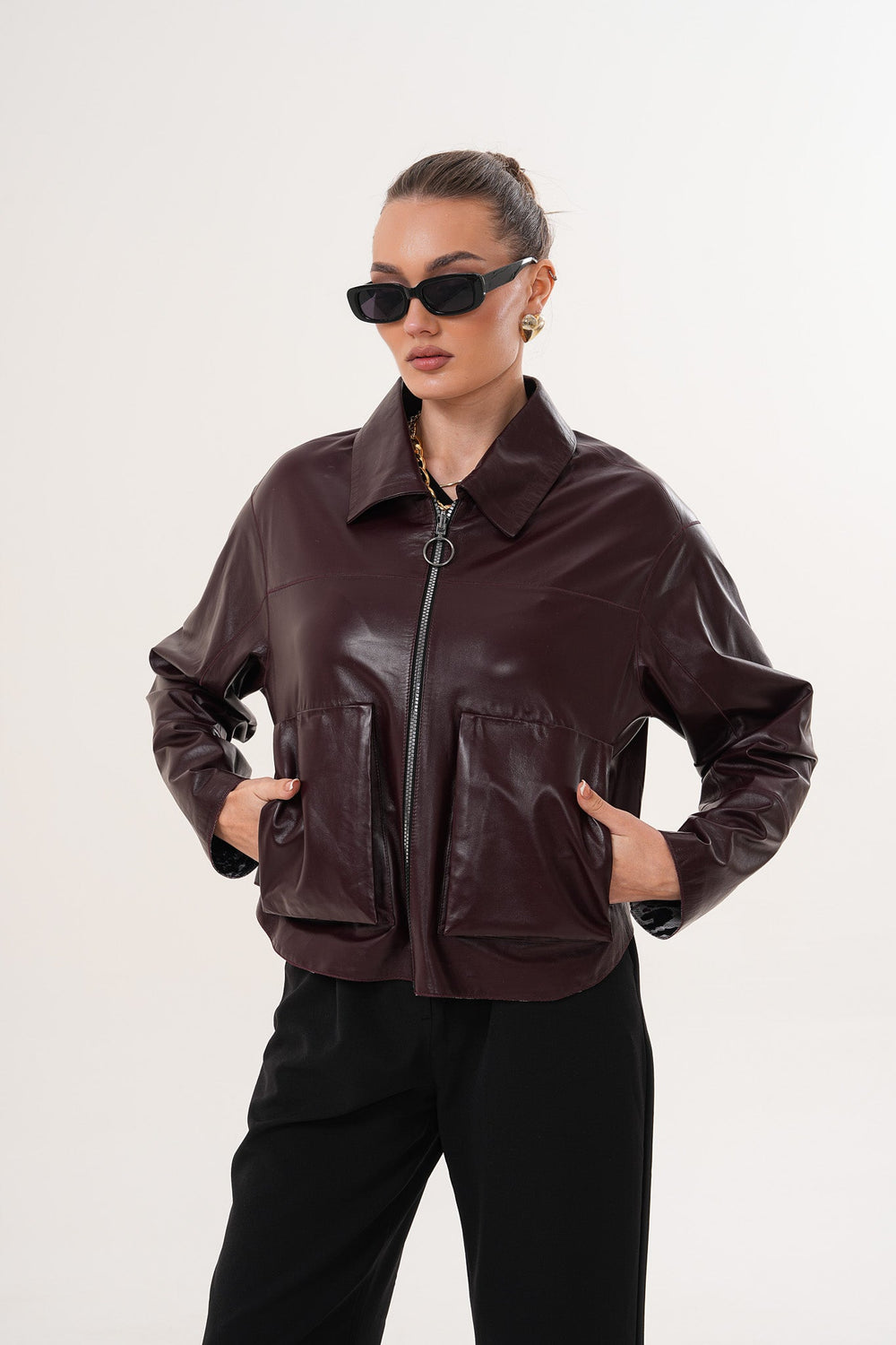 The Elvoria Reversible Burgundy Leather Jacket All New