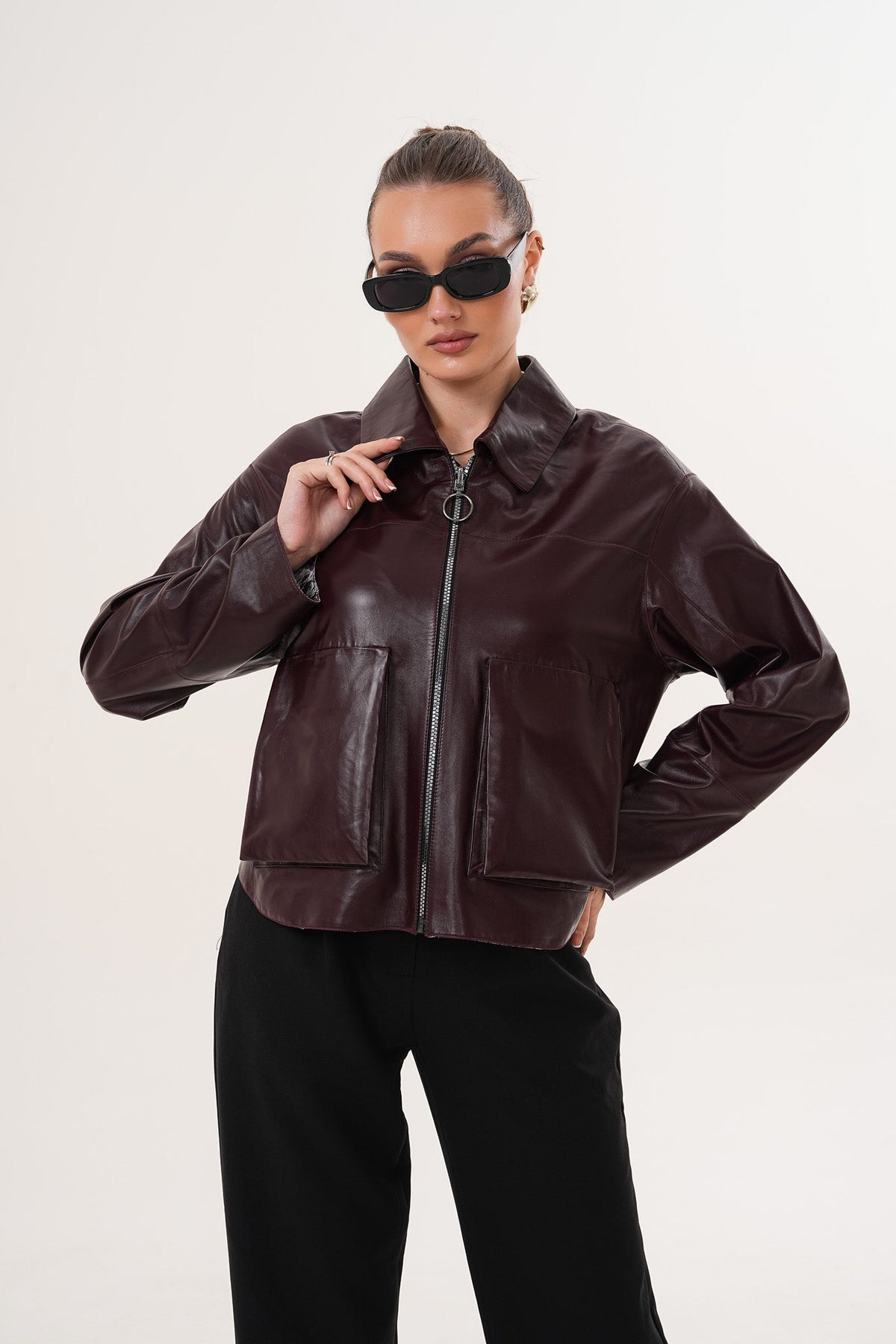 The Elvoria Reversible Burgundy Leather Jacket All New