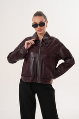 The Elvoria Reversible Burgundy Leather Jacket All New