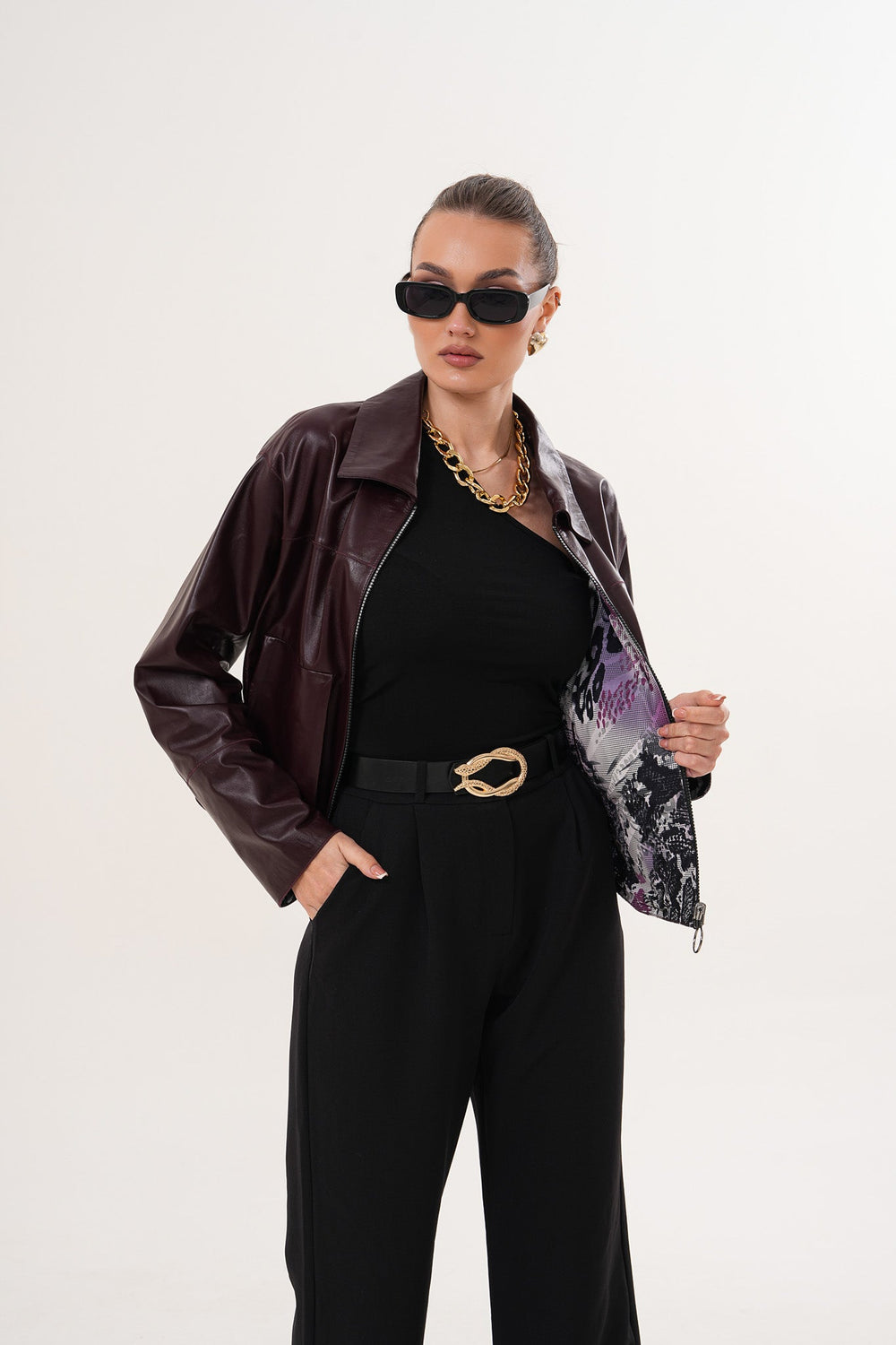 The Elvoria Reversible Burgundy Leather Jacket All New