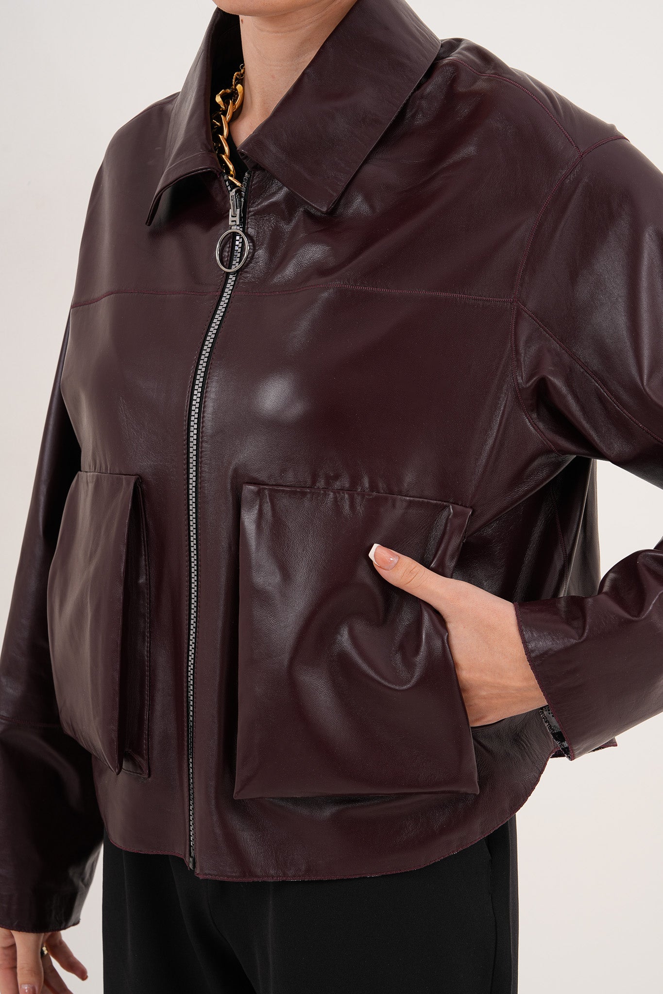 The Elvoria Reversible Burgundy Leather Jacket All New