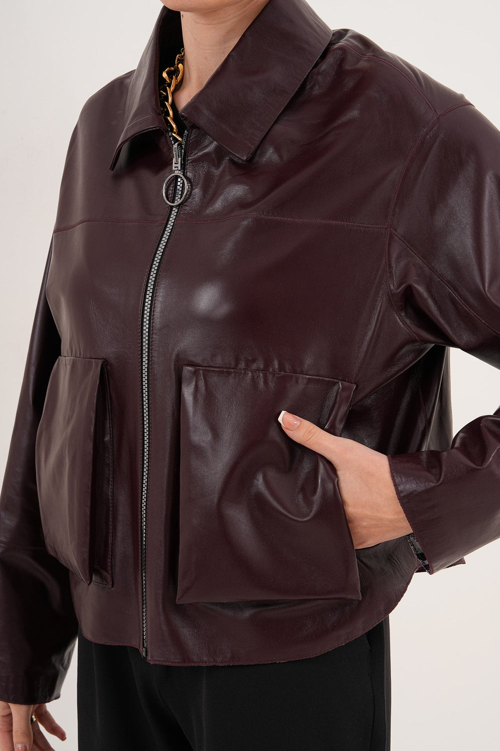 The Elvoria Reversible Burgundy Leather Jacket All New