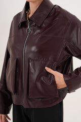 The Elvoria Reversible Burgundy Leather Jacket All New