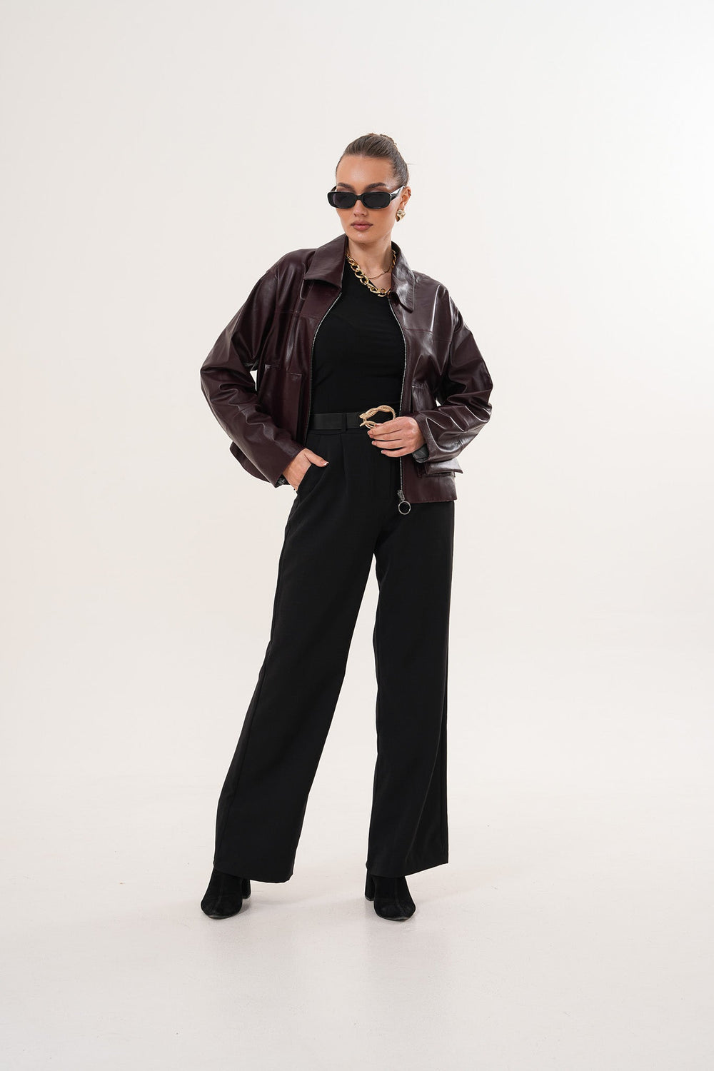 The Elvoria Reversible Burgundy Leather Jacket All New