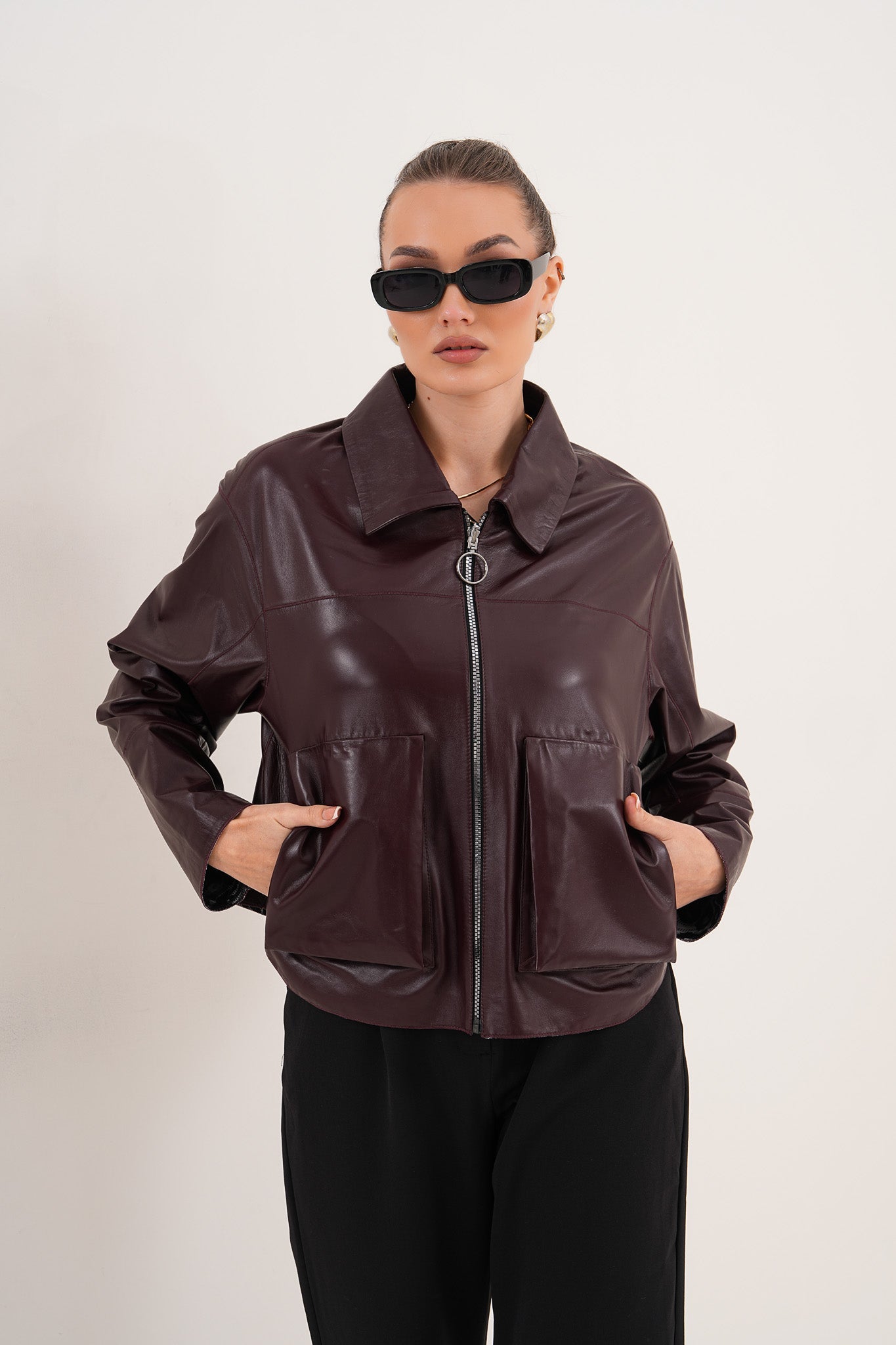 The Elvoria Reversible Burgundy Leather Jacket All New
