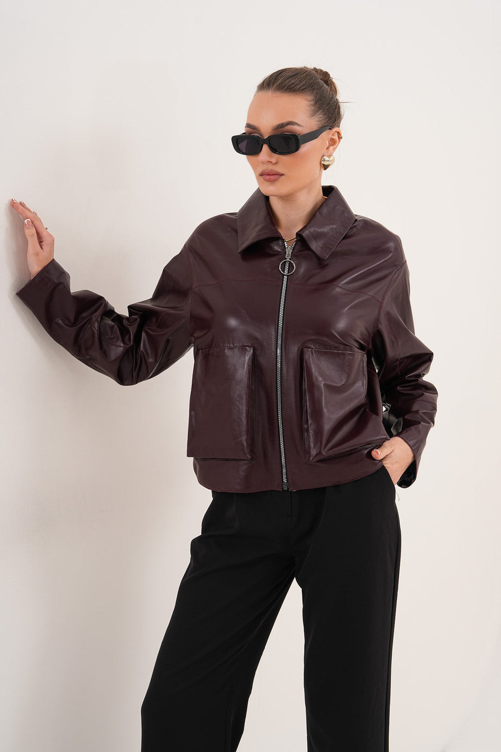 The Elvoria Reversible Burgundy Leather Jacket All New