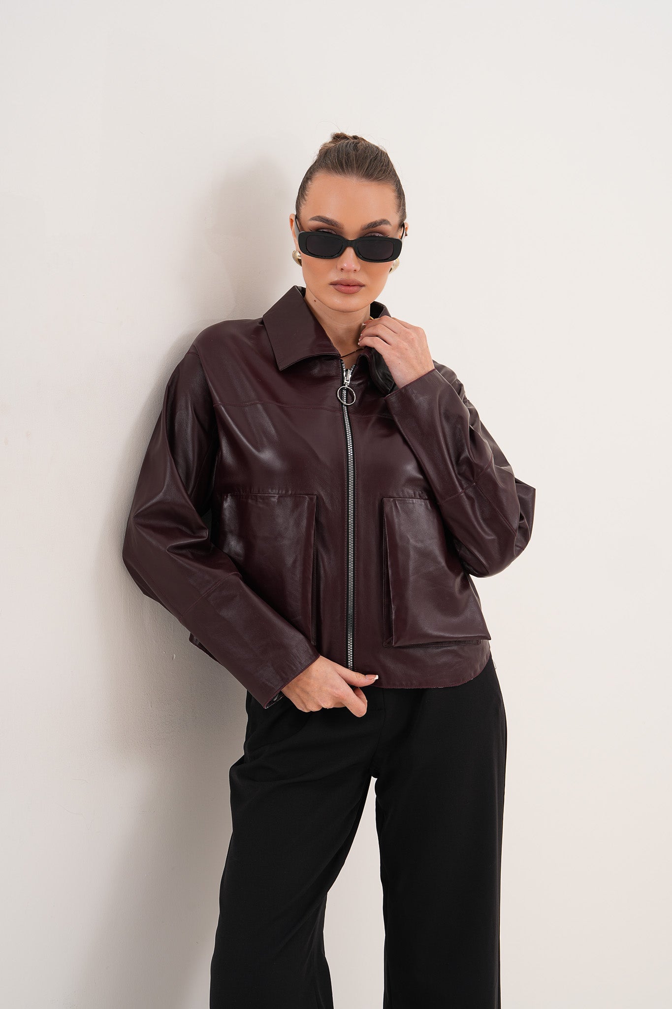 The Elvoria Reversible Burgundy Leather Jacket All New