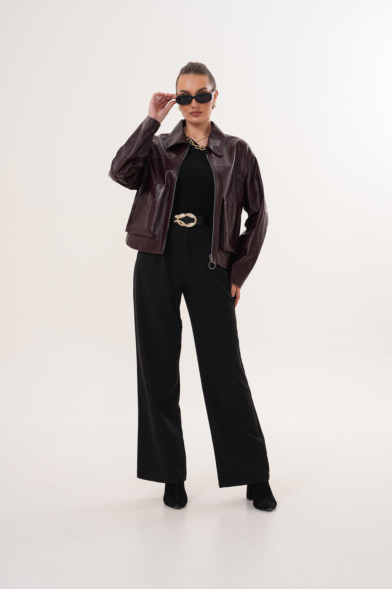 The Elvoria Reversible Burgundy Leather Jacket All New