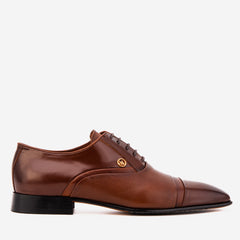 The Rockwell Handmade Tan Leather Cap Toe Oxford Shoe On Sale