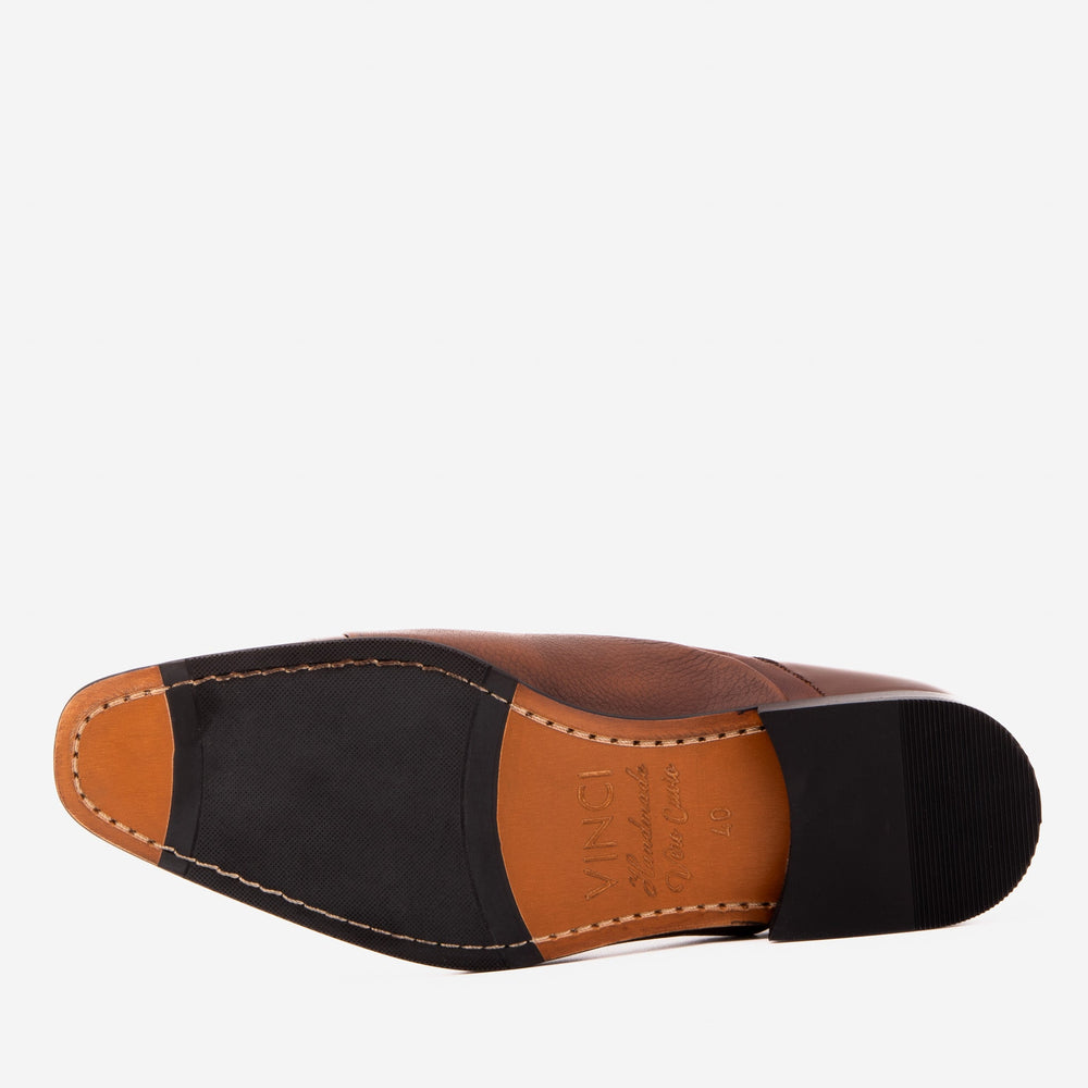 The Rockwell Handmade Tan Leather Cap Toe Oxford Shoe On Sale